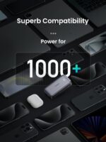 ⁦يوجرين باور بانك 30 واط 10000mAh، شاحن محمول USB C سريع الشحن مع كيبل 0.5 متر 60 واط، شاشة رقمية، بطارية خارجية محمولة متوافقة مع جالكسي S24 S23، ايفون 15 14، ايباد، ال جي، اسود⁩ - الصورة ⁦4⁩