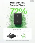 ⁦شاحن باور بانك 10000 مللي أمبير في الساعة من بيلكن، شاحن محمول رفيع مزود بمنفذي USB-C، مع عرض رقمي للبطارية، شحن 20 واط لآيفون سلسلة 16 و15 وسامسونج جالاكسي S25 وS24 وبكسل 9 واي باد وغيرها، أسود⁩ - الصورة ⁦8⁩
