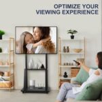 ⁦حامل تلفزيون متحرك من مايبرو، حامل أرضي دوار للشاشات المسطحة، شاشة عرض LCD/ال اي دي/او ال اي دي 32-70 بوصة، لوح ذكي قابل للتحريك يتحمل حتى 100 رطل مع رف عجلات قابلة للقفل وارتفاع قابل للتعديل متين⁩ - الصورة ⁦2⁩