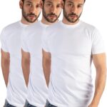 تي شيرت رجالي رقبة دائرية نص كم -أبيض 3قطع