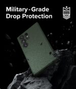 ⁦جراب اونيكس [ملمس جيد في اليد] من رينجكي متوافق مع سامسونج جالاكسي S24 الترا 5G، - أخضر غامق، حافظة بسيطة، البولي يوريثين الحراري⁩ - الصورة ⁦7⁩