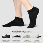 ⁦6 ازواج شرابات قصيره قطن ليكرا سوداء للرجال والنساء – جوارب انكل للجنسين جيدة التهوية للجيم والسفر والعمل⁩ - الصورة ⁦6⁩