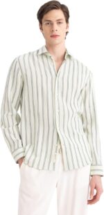 قميص منسوج بقصة عادية ورقبة بولو وأكمام طويلة للرجال من ديفاكتو موديل B4642AX