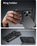 Case Cover Shock Resistant UNBLACK Protect Camera TPU + PC With KickStand Compatible with honor 400 pro (Black) - الصورة 3