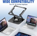 حامل لاب توب للمكتب من جوي ايكي، حامل كمبيوتر قابل للتعديل مع قاعدة دوارة 360 درجة، حامل لاب توب مريح للعمل التعاوني، قابل للطي ومحمول، ومناسب لجميع أجهزة اللاب توب مقاس 10-17 بوصة - الصورة 5