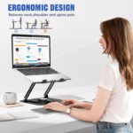 حامل لاب توب للمكتب من جوي ايكي، حامل كمبيوتر قابل للتعديل مع قاعدة دوارة 360 درجة، حامل لاب توب مريح للعمل التعاوني، قابل للطي ومحمول، ومناسب لجميع أجهزة اللاب توب مقاس 10-17 بوصة - الصورة 6