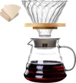 فلتر V60، مصفاة V60، اداة تقطير القهوة مصنوعة من الزجاج، طقم ماكينة تحضير القهوة V60-02، اداة صب ومصفاة قهوة بنظام V60 02، قهوة مناسبة لـ1 الى 3 اشخاص، 600 مل