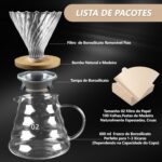⁦فلتر V60، مصفاة V60، اداة تقطير القهوة مصنوعة من الزجاج، طقم ماكينة تحضير القهوة V60-02، اداة صب ومصفاة قهوة بنظام V60 02، قهوة مناسبة لـ1 الى 3 اشخاص، 600 مل⁩ - الصورة ⁦3⁩