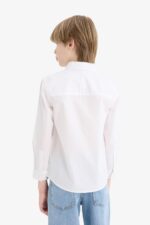 ⁦قميص كاجوال من نسيج محبوك بأكمام طويلة ورقبة بولو وقصة عادية للأولاد T8853A6 من ديفاكتو، أبيض، مناسب لعمر 13/14 سنة⁩ - الصورة ⁦4⁩