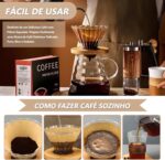 ⁦فلتر V60، مصفاة V60، اداة تقطير القهوة مصنوعة من الزجاج، طقم ماكينة تحضير القهوة V60-02، اداة صب ومصفاة قهوة بنظام V60 02، قهوة مناسبة لـ1 الى 3 اشخاص، 600 مل⁩ - الصورة ⁦6⁩