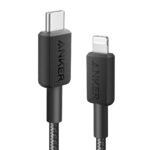 كابل USB نوع C 322 إلى لايتنينج [بطول 90 سم، معتمد من MFi] باورلاين II لأجهزة آيفون 15، 15 برو، 14 برو ماكس، 14، 13، X، XS، XR، 8 بلس، ايربودز برو، باللون الأسود من انكر