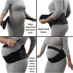 ⁦حزام دعم الحمل 3 في 1 مرن مزود بمسامات للتهوية بتصميم قابل للتعديل لتصحيح وضعية الظهر ودعم الخصر ودعم البطن والظهر وتخفيف آلام الحوض والنساء الحوامل (أسود، لارج L)⁩ - الصورة ⁦9⁩