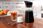 ⁦ماكينة تحضير القهوة الباردة بإبريق من زجاج البوروسيليكات سعة 1.2 لتر مع غطاء محكم وفلتر من الفولاذ المقاوم للصدأ للقهوة والشاي المثلج بتصميم متين وسهل الصب وخالي من مادة بيسفينول أ للمنزل والمكتب⁩ - الصورة ⁦4⁩