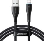 كابل USB نوع ايه إلى لايتنينج للشحن السريع ونقل البيانات من جوي روم SA32-AL3، 3 امبير، 1 م، لون أسود