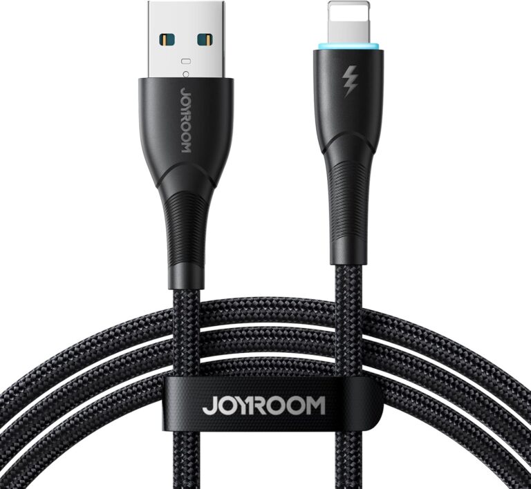 كابل USB نوع ايه إلى لايتنينج للشحن السريع ونقل البيانات من جوي روم SA32-AL3، 3 امبير، 1 م، لون أسود