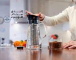 ⁦ماكينة تحضير القهوة الباردة بإبريق من زجاج البوروسيليكات سعة 1.2 لتر مع غطاء محكم وفلتر من الفولاذ المقاوم للصدأ للقهوة والشاي المثلج بتصميم متين وسهل الصب وخالي من مادة بيسفينول أ للمنزل والمكتب⁩ - الصورة ⁦2⁩