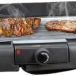 Electric Table Grill, Non-Stick Grilling Surface, Indoor Barbecue, Black, Adjustable Temperature Control
