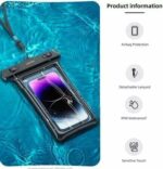 ⁦حافظة هاتف مقاومة للماء للشاطئ من Next Store – جراب طافٍ بعازل إسفنجي مصنوع من PVC عالي الجودة – حماية كاملة للهواتف حتى 7 بوصة (ابيض)⁩ - الصورة ⁦7⁩