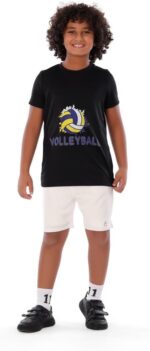 Boys Black Volleyball T-Shirt – Sporty Athletic Top