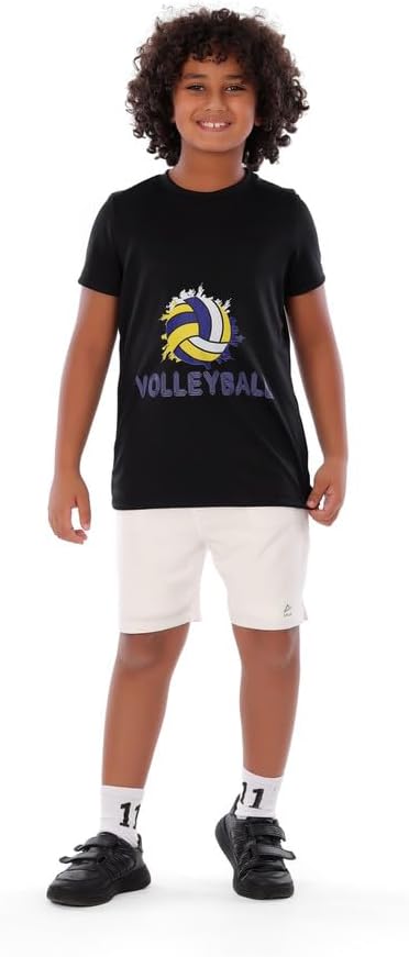Boys Black Volleyball T-Shirt – Sporty Athletic Top