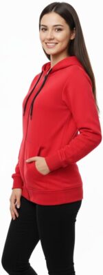 ⁦هودي رياضي يونيسكس بسحاب كامل، قطن وبوليستر، مع غطاء رأس وجيوب، سويت شيرت سادة للرجال والنساء من رومبا⁩ - الصورة ⁦4⁩