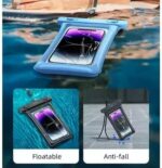 ⁦حافظة هاتف مقاومة للماء للشاطئ من Next Store – جراب طافٍ بعازل إسفنجي مصنوع من PVC عالي الجودة – حماية كاملة للهواتف حتى 7 بوصة (ابيض)⁩ - الصورة ⁦6⁩