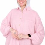 شميز حريمى اوفر سايز خامة كتان- لون روز