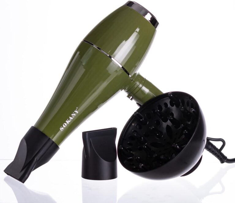 مجفف شعر أيوني 2000 وات SK-14006 مع موزع وفوهة لتجفيف سريع والحصول على هواء بارد وساخن، 2 سرعة و2 إعداد للحرارة ومكثف وحلقة تعليق