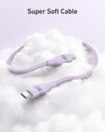 ⁦انكر كيبل نانو USB C، سلك مضفر مرن متعدد الالوان 240 واط، شاحن سريع من النوع C لايفون 17 سيريز وماك بوك برو والمزيد (ارجواني، 3 قدم)⁩ - الصورة ⁦2⁩