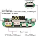 ⁦لوحة شحن 18650 بمنفذ USB مزدوج بجهد 5 فولت 2.4 امبير من اي هاوسبيس، وحدة شاحن باور بانك محمول، وحدة تحكم شحن بطارية ليثيوم 18650 بحماية من الدوائر الكهربائية القصيرة وحماية من التفريغ والشحن الزائد⁩ - الصورة ⁦3⁩