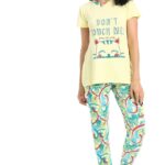 CAESAR Womens CAESAR Women's summer half-sleeves pajamas with chest prints CAESAR Women's summer half-sleeves pajamas with chest prints