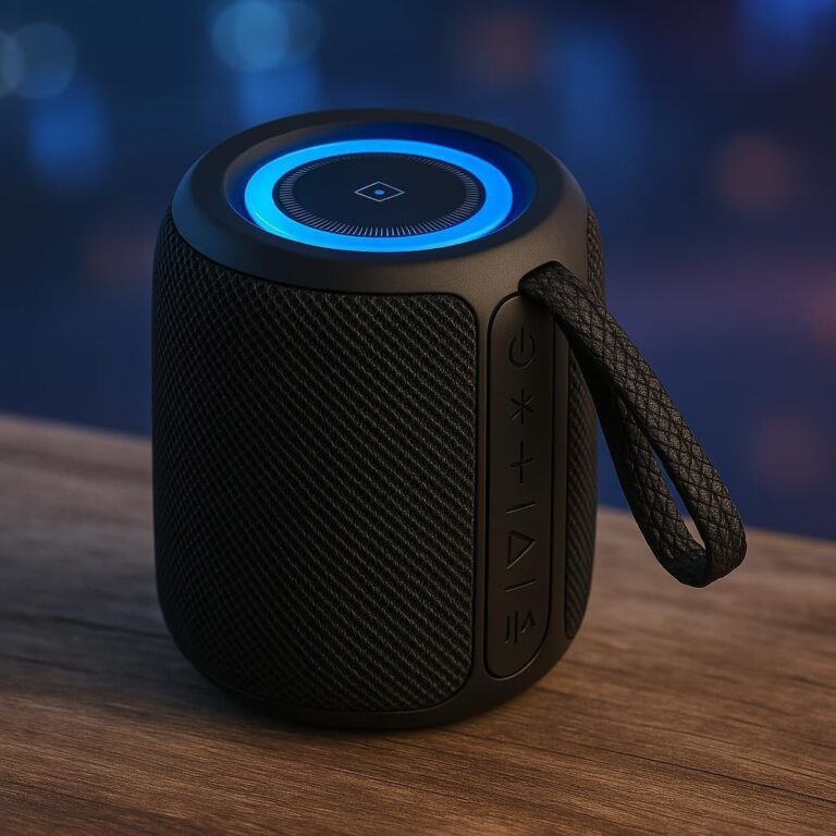مكبر للصوت بلوتوث محمول Q26 بقدرة 10 وات وإضاءة الفضاء اللوني ار جي بي ومنفذ USB + تي اف AUX وراديو اف ام ترو وايرلس وبطارية 1200 مللي امبير في الساعة