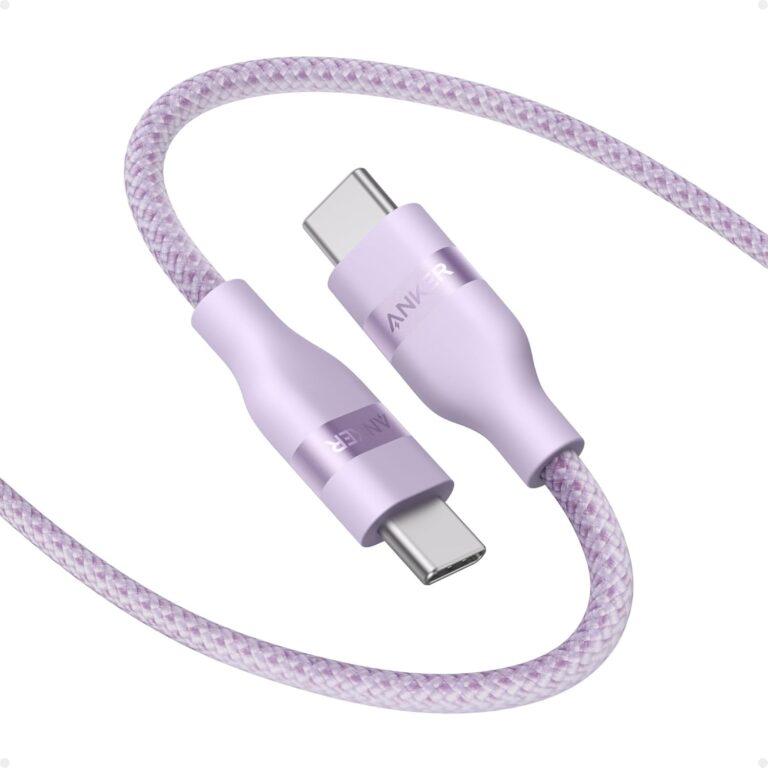 انكر كيبل نانو USB C، سلك مضفر مرن متعدد الالوان 240 واط، شاحن سريع من النوع C لايفون 17 سيريز وماك بوك برو والمزيد (ارجواني، 3 قدم)