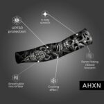 ⁦أكمام ذراع صيفية بتصميم يشبه التاتو – تبريد فوري | حماية +50 UV | ضغط رياضي مريح | فن جريء على بشرتك – للرجال والنساء⁩ - الصورة ⁦5⁩