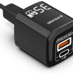 شاحن USB مزدوج 35 وات من جي باور، (USB-A وUSB-C) كوالكوم للشحن السريع 3.0 متوافق مع آيفون 14/14 بلس/14 برو/14 برو ماكس/13 وجالاكسي وبيكسل 4/3 واي باد - لون أسود - GP-C21