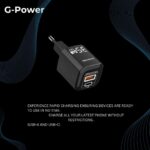 ⁦شاحن USB مزدوج 35 وات من جي باور، (USB-A وUSB-C) كوالكوم للشحن السريع 3.0 متوافق مع آيفون 14/14 بلس/14 برو/14 برو ماكس/13 وجالاكسي وبيكسل 4/3 واي باد - لون أسود - GP-C21⁩ - الصورة ⁦2⁩