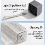 ⁦زجاجة مياه اكريليك مربعة شفافة 500 مل | تصميم عصري مع غطاء امن مانع للتسرب وحزام يد | خفيفة الوزن ومثالية للمدرسة والرياضة والسفر واللياقة البدنية (ارجواني)⁩ - الصورة ⁦3⁩