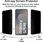 ⁦Privacy Screen Protector for Samsung Galaxy S25 FE 5G [2 Pack],Anti-Spy Tempered Glass Film,9H Hardness,Anti Scratch,Anti Fingerprint,Bubble-Free,Anti-Spy Screen Protector for Samsung Galaxy S25 FE⁩ - الصورة ⁦2⁩