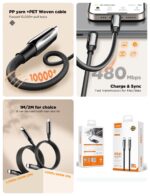 ⁦كابل من لدنيو بطول 2 متر نوع USB-C متوافق مع اللابتوب⁩ - الصورة ⁦2⁩