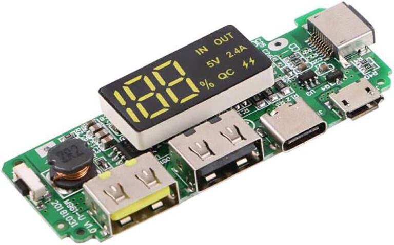 لوحة شحن 18650 بمنفذ USB مزدوج بجهد 5 فولت 2.4 امبير من اي هاوسبيس، وحدة شاحن باور بانك محمول، وحدة تحكم شحن بطارية ليثيوم 18650 بحماية من الدوائر الكهربائية القصيرة وحماية من التفريغ والشحن الزائد