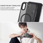⁦جراب حماية لموبايل آيفون XS ماكس من جاوباو متوافق مع ماج سيف، جراب مغناطيسي هجين شفاف غير لامع لحماية الكاميرا من الخلف مضاد للصدمات والخدوش لموبايل آيفون XS ماكس 6.5 بوصة، أسود⁩ - الصورة ⁦2⁩