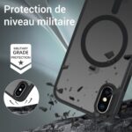 ⁦جراب حماية لموبايل آيفون XS ماكس من جاوباو متوافق مع ماج سيف، جراب مغناطيسي هجين شفاف غير لامع لحماية الكاميرا من الخلف مضاد للصدمات والخدوش لموبايل آيفون XS ماكس 6.5 بوصة، أسود⁩ - الصورة ⁦3⁩