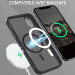⁦جراب حماية لموبايل آيفون XS ماكس من جاوباو متوافق مع ماج سيف، جراب مغناطيسي هجين شفاف غير لامع لحماية الكاميرا من الخلف مضاد للصدمات والخدوش لموبايل آيفون XS ماكس 6.5 بوصة، أسود⁩ - الصورة ⁦7⁩