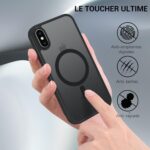 ⁦جراب حماية لموبايل آيفون XS ماكس من جاوباو متوافق مع ماج سيف، جراب مغناطيسي هجين شفاف غير لامع لحماية الكاميرا من الخلف مضاد للصدمات والخدوش لموبايل آيفون XS ماكس 6.5 بوصة، أسود⁩ - الصورة ⁦6⁩
