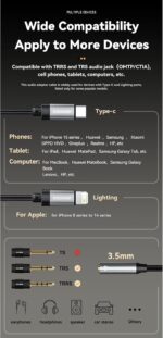 ⁦محول صوت USB C إلى 3.5 ملم، كابل سماعة رأس منفذ Aux أنثى عالي الدقة من النايلون لآيفون 16 برو ماكس، 15 برو ماكس/15 برو/15 بلس، جالاكسي S24/S223/S22 الترا، بيكسل، ومزيد من الأجهزة من نوع سي من ايساجر⁩ - الصورة ⁦8⁩