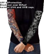 ⁦أكمام ذراع صيفية بتصميم يشبه التاتو – تبريد فوري | حماية +50 UV | ضغط رياضي مريح | فن جريء على بشرتك – للرجال والنساء⁩ - الصورة ⁦6⁩