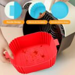 ⁦بطانة سيليكون مربعة للمقلاة الهوائية مقاس 15.25 سم، بطانة مقلاة هوائية غير لاصقة قابلة لإعادة الاستخدام، ملحقات مقلاة هوائية للمقلاة الهوائية والميكروويف والفرن (أحمر)⁩ - الصورة ⁦2⁩