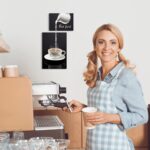 ⁦تابلوه حائط فني لركن القهوة من قماش كانفس عصري بتصميم كوب قهوة وعبارة كمنتج ديكور المنزل والمطبخ وغرفة الطعام، أسود⁩ - الصورة ⁦3⁩