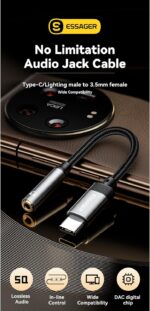 ⁦محول صوت USB C إلى 3.5 ملم، كابل سماعة رأس منفذ Aux أنثى عالي الدقة من النايلون لآيفون 16 برو ماكس، 15 برو ماكس/15 برو/15 بلس، جالاكسي S24/S223/S22 الترا، بيكسل، ومزيد من الأجهزة من نوع سي من ايساجر⁩ - الصورة ⁦2⁩