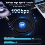 ⁦USB C Long Cable 16FT/5M Compatible with Thunderbolt 3,USB C 3.1 Gen 1 Cable 10Gbps Data Transfer,4K@60Hz/2K@120Hz Video Output Monitor Cord,Type-C Nylon Braided PD3.0 100W Fast Charging.⁩ - الصورة ⁦3⁩